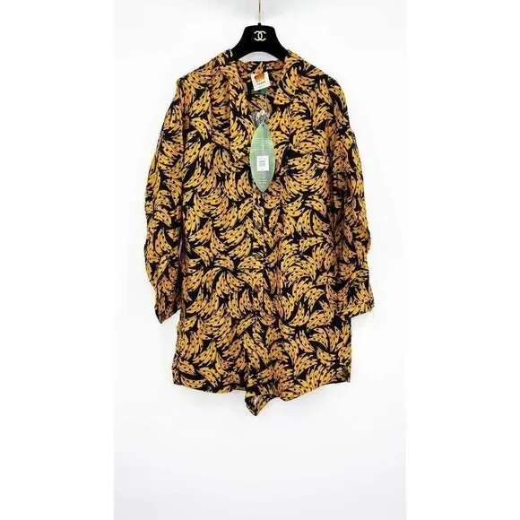 FARM RIO NWT Black Spotted Banana Print Mini Romper LARGE
